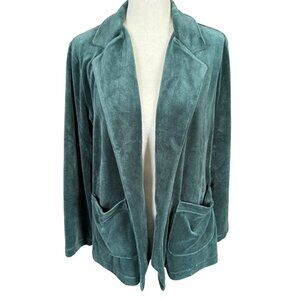 Talbots Petite green long sleeve open cardigan with pockets women's size SP